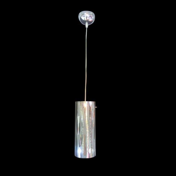 Polished Chrome Pendant with Frosted Patterned Glass